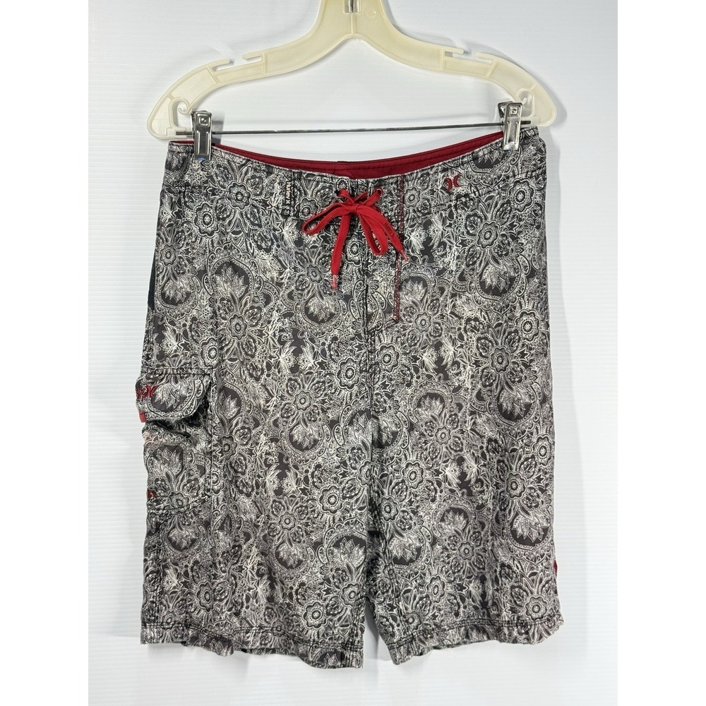Vtg Rare Hurley Design Boardshorts Size 30 Swim Surf Outdoors Floral Embroidery